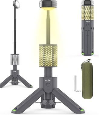Telescopic Camping Light, Portable Collapsible Magnetic Camp Lantern Rechargeable,10500mAh Telescoping IP67 Waterproof Flashlights, Outdoor Gear for Emergency, Camping, Hiking (Gray)