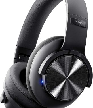 Picun B8 Bluetooth Headphones, 120H Playtime Headphone Wireless Bluetooth with 3 EQ Modes, Low Latency, Hands-Free Calls, Over Ear Headphones for Travel Home Office Cellphone PC Black