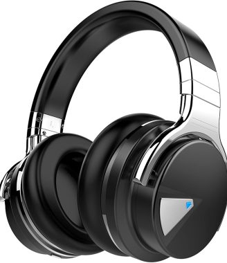 Silensys E7 Active Noise Cancelling Headphones Bluetooth Headphones with Microphone Deep Bass Wireless Headphones Over Ear, Comfortable Protein Earpads, 30 Hours Playtime for Travel/Work, Black